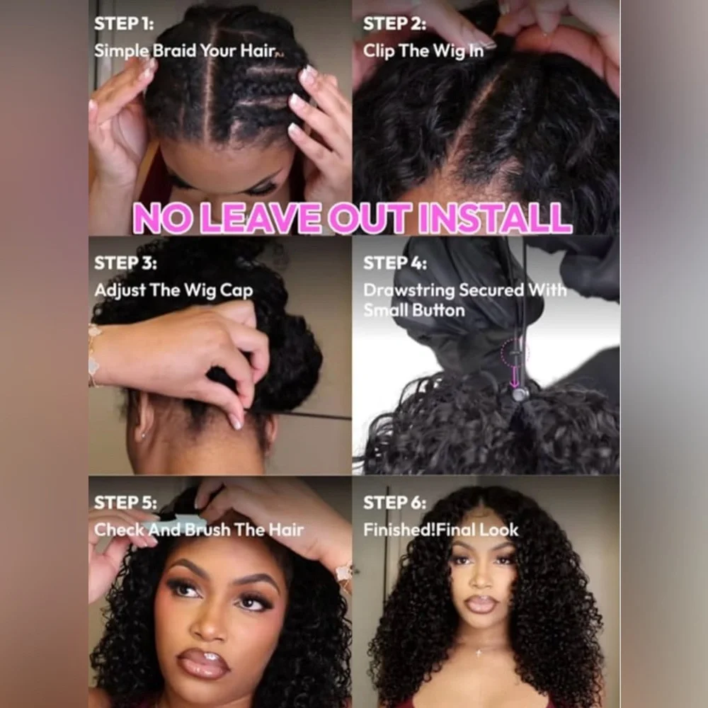 UNICE InvisiBlend V Part Water Wave Mixed Curly Human Hair 20 Inch Wig